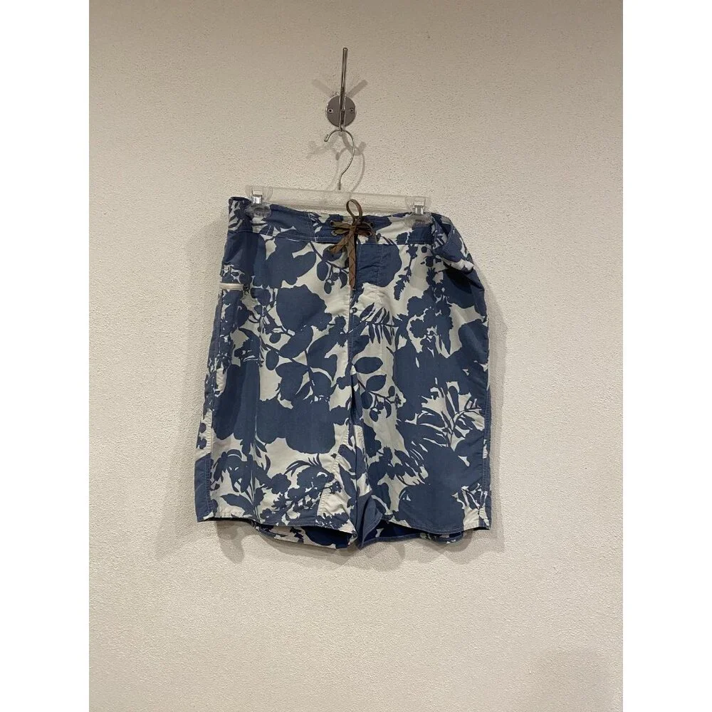 Patagonia Swim Trunks Board Shorts Mens 36 Blue Floral Hawaiian Print Nylon